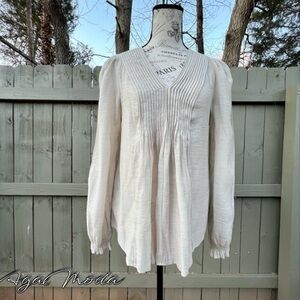 Nanette Leopore Beige Pleated Blouse